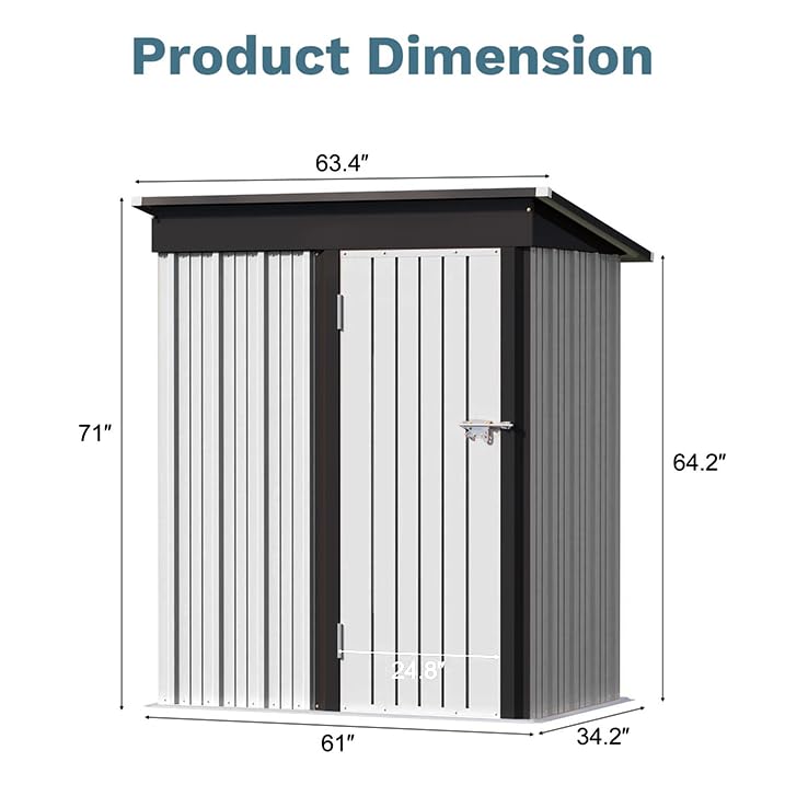 Greesum 5×3 FT Outdoor Storage Shed, Metal Storaged Sheds Without Floor, Tool Sheds with Lockable Doors and Sloping Roof for Garden, Patio, Backyard