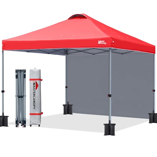 MASTERCANOPY Durable Pop-up Canopy Tent with 1 Sidewall (10'x10',White)