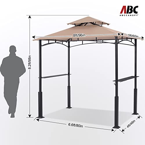 ABCCANOPY 8x5 Grill Gazebo - Outdoor BBQ Canopy Shelter with Led Light for Patio Backyard Grilling (Dark Gray)
