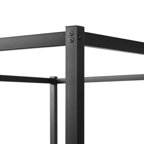 Queen Canopy Bed Frame Metal Four Posters 14 inch Platform with Built-in Headboard Strong Metal Slat Mattress Support,No Box Spring Needed, Black