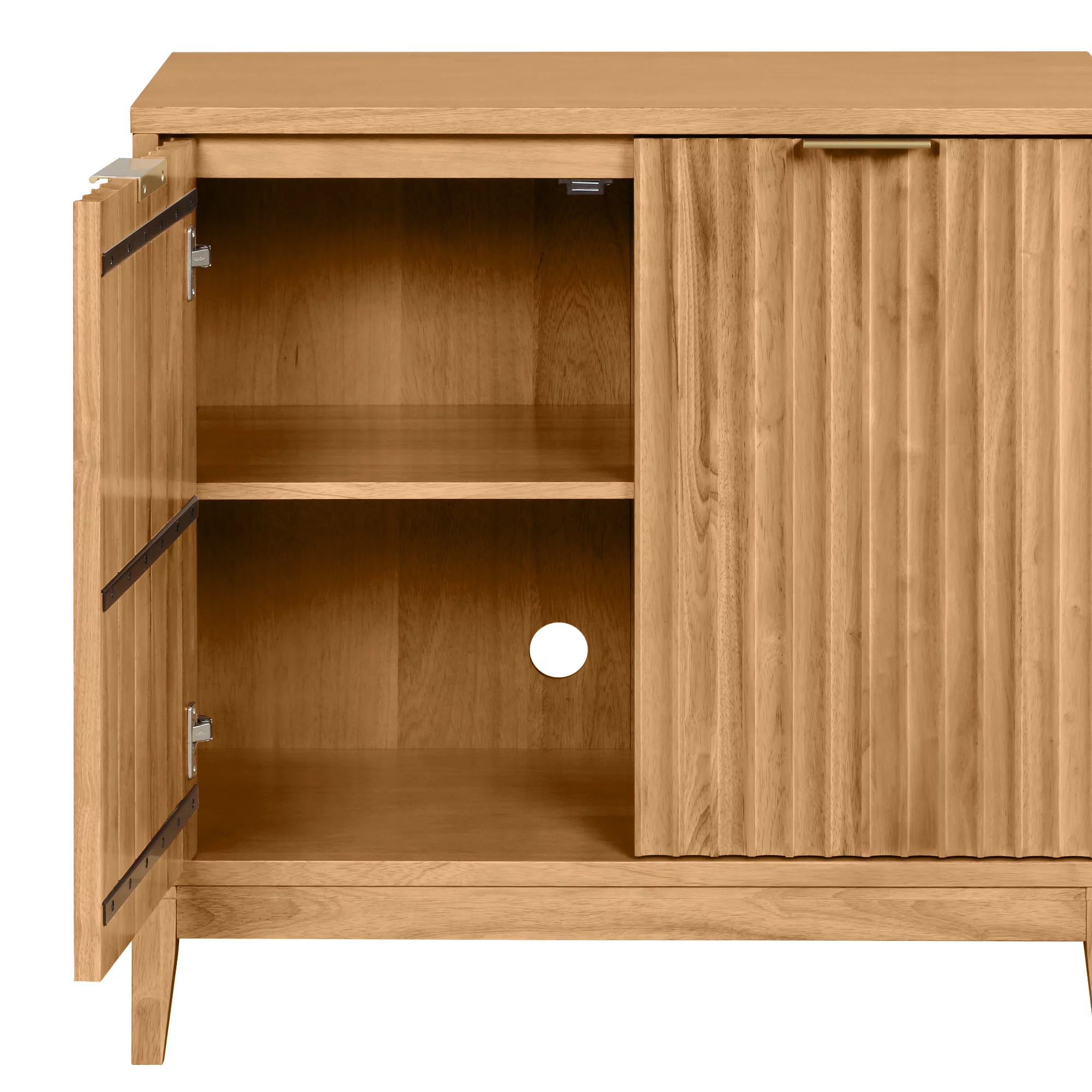 Nathan James Jasper Modern Sideboard, Kitchen Storage Cabinet with Fluted Doors, Accent Storage for Kitchen or Living Room, Natural Brown