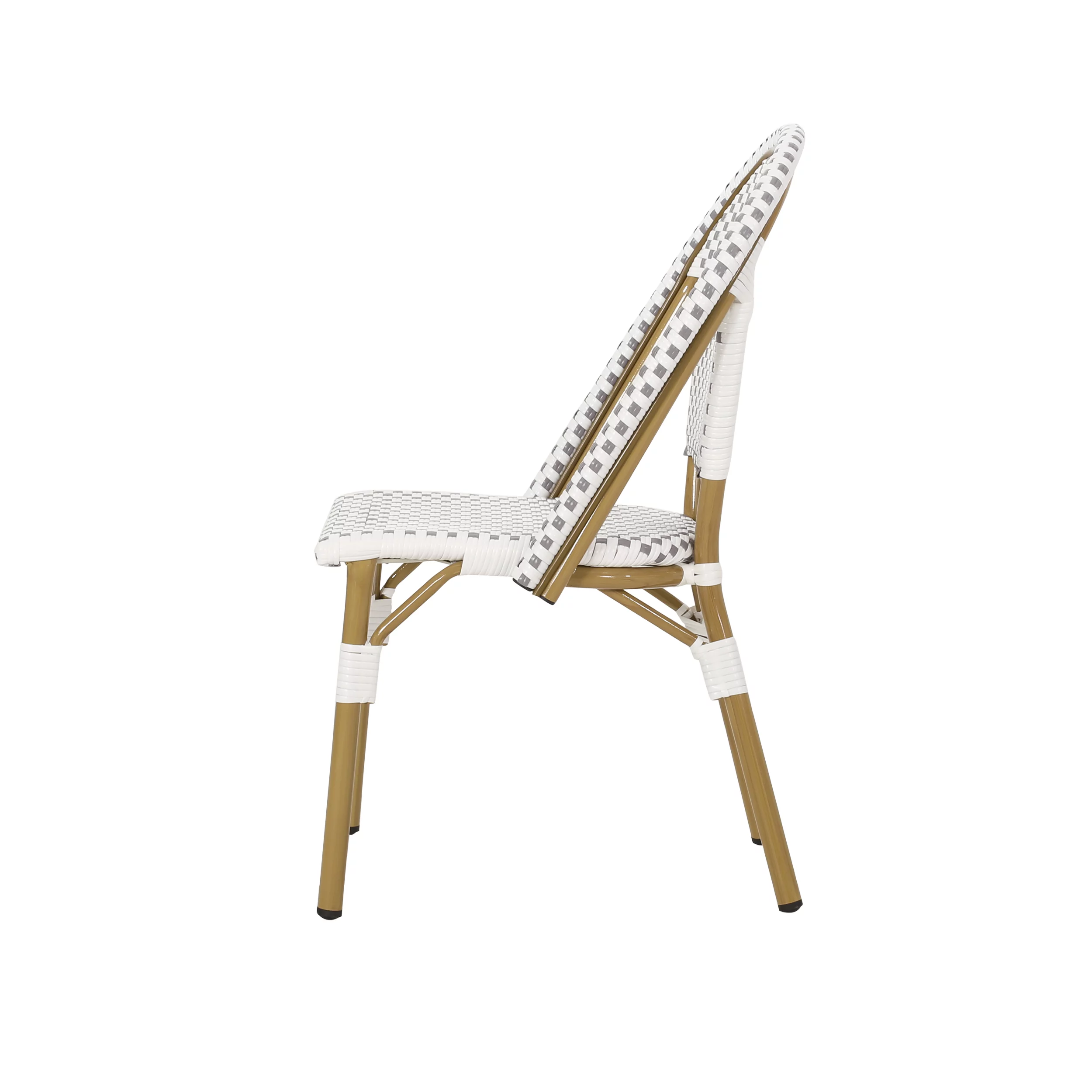 Ryder Outdoor French Bistro Chair, Set of 4, Gray, White, Bamboo Finish