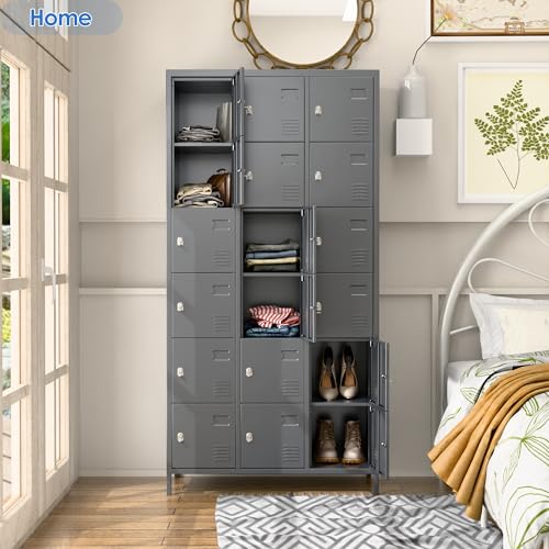 6 Door Metal Storage Locker 18 Hooks,Metal Locker for Employees with Lock for School Garage Office Gym Bedroom,Assembly Required