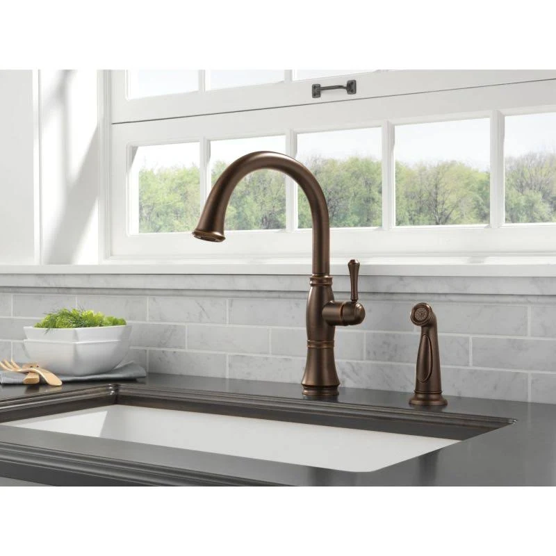 Delta 4297-RB-DST Cassidy Single Handle Kitchen Faucet with Spray - Venetian Bronze