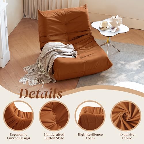 Bean Bag Chair for Adults - Suede & Microfiber Fireside Floor Chair, Comfortable Corner Lounge Sofa for Living Room, Bedroom, Office (3-Seater, Beige)