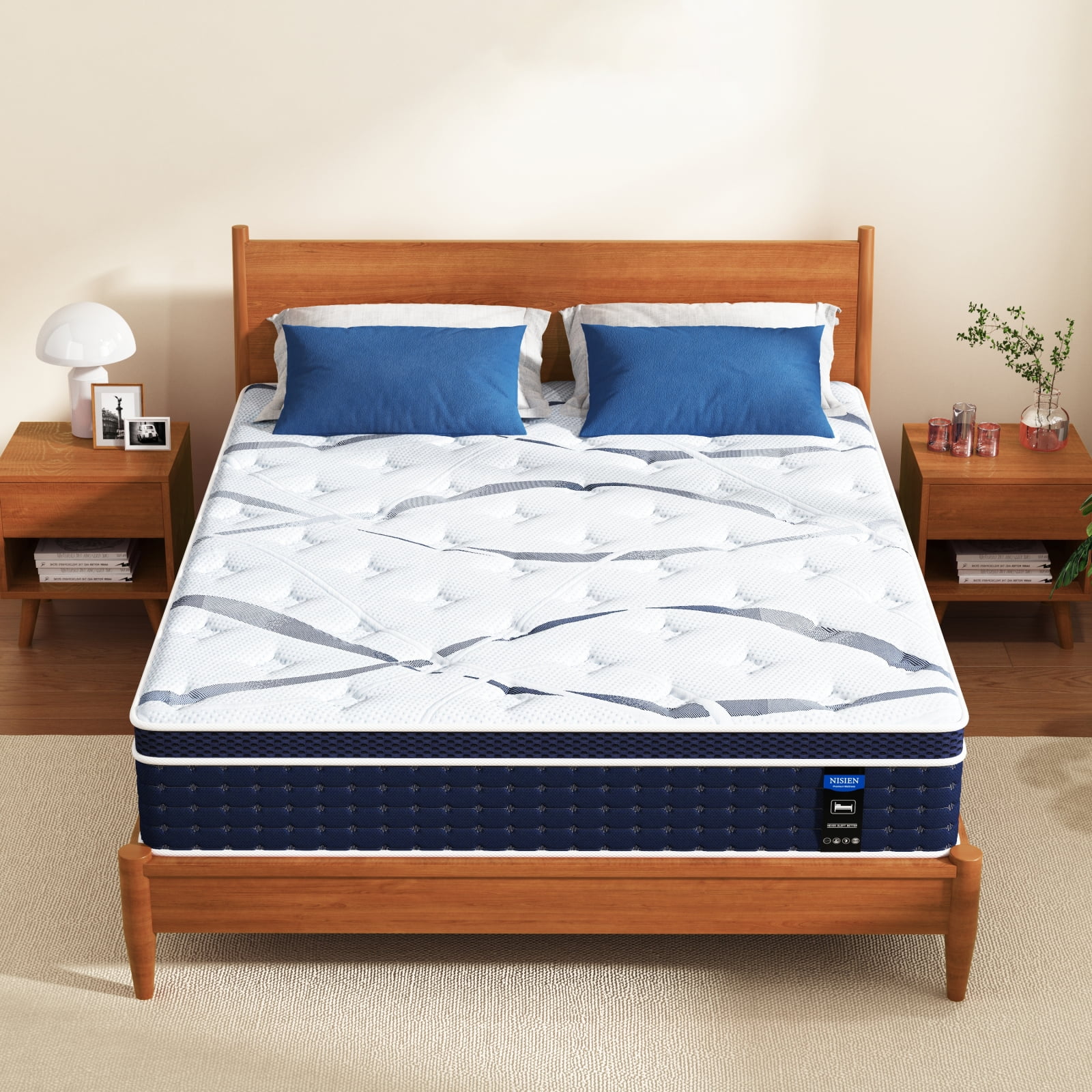 King Mattress,Nisien 12 Inch Hybrid Mattress in a Box, Gel Foam Mattress, Individually Wrapped Pocket Coils Innerspring Mattress