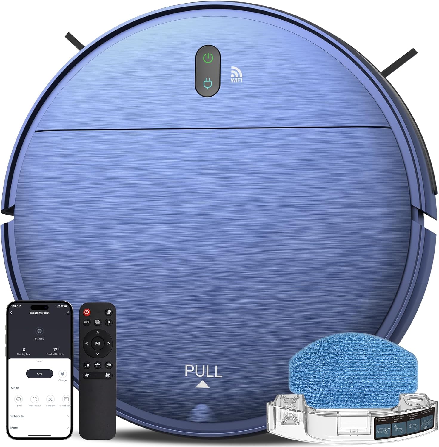 ZCWA Robot Vacuum and Mop Combo, 2 in 1 Mopping Robotic Vacuum with WiFi/App, Robotic Vacuum Cleaner, Schedule Settings, Self-Charging