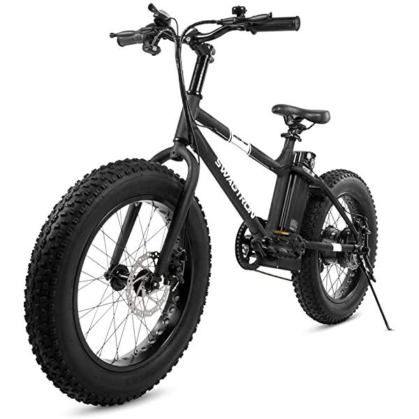 Swagtron EB-6 Bandit E-Bike 350W Motor, Power Assist, 4&rdquo; Tires, 20&rdquo; Wheels, Removable 36V Lithium Ion Battery, Dual Disc Brakes&ndash