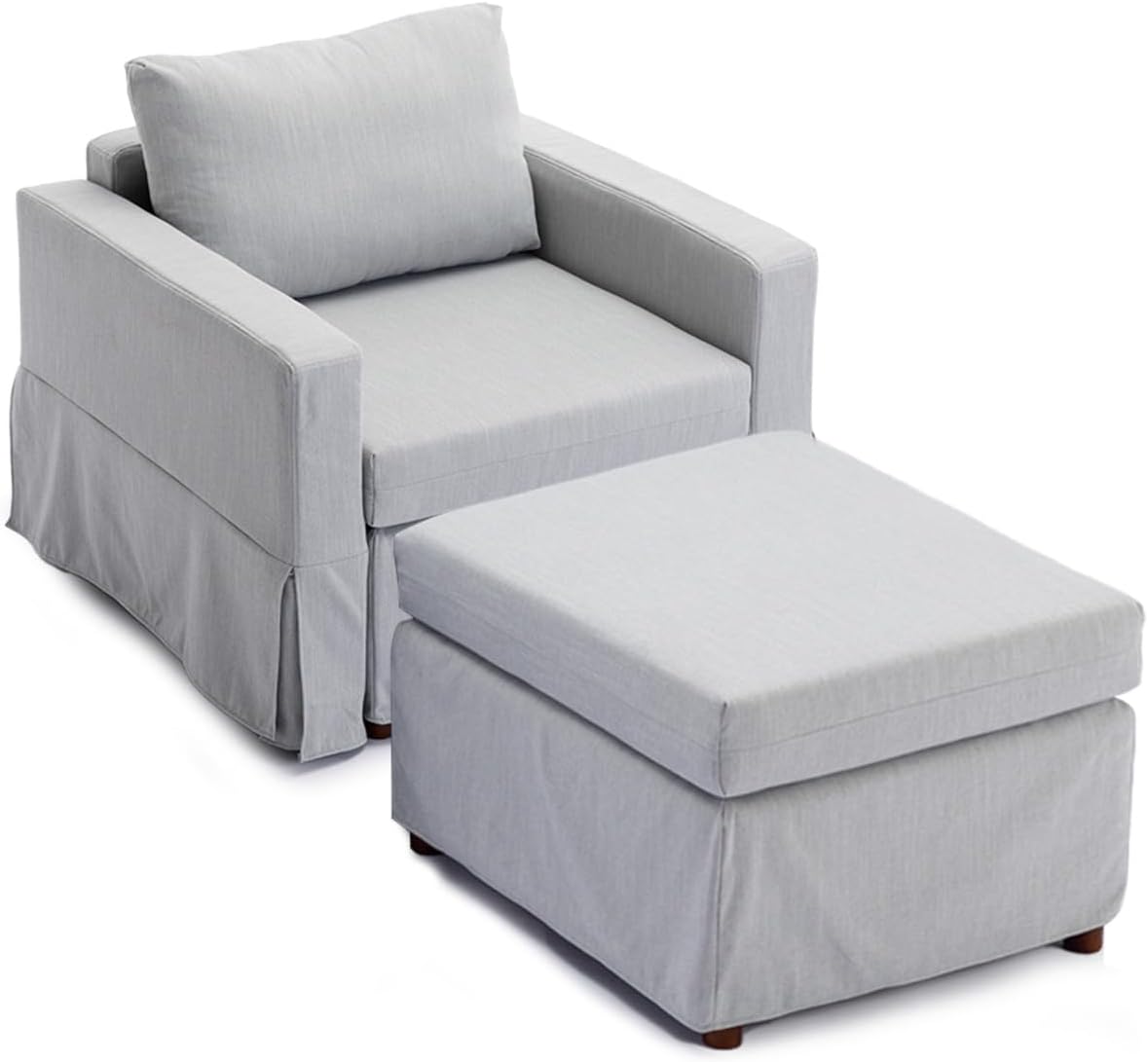 Single Seat Module Sofa Sectional Couch with 1 Ottoman,Cushion Covers Removable and Washable,Light Grey
