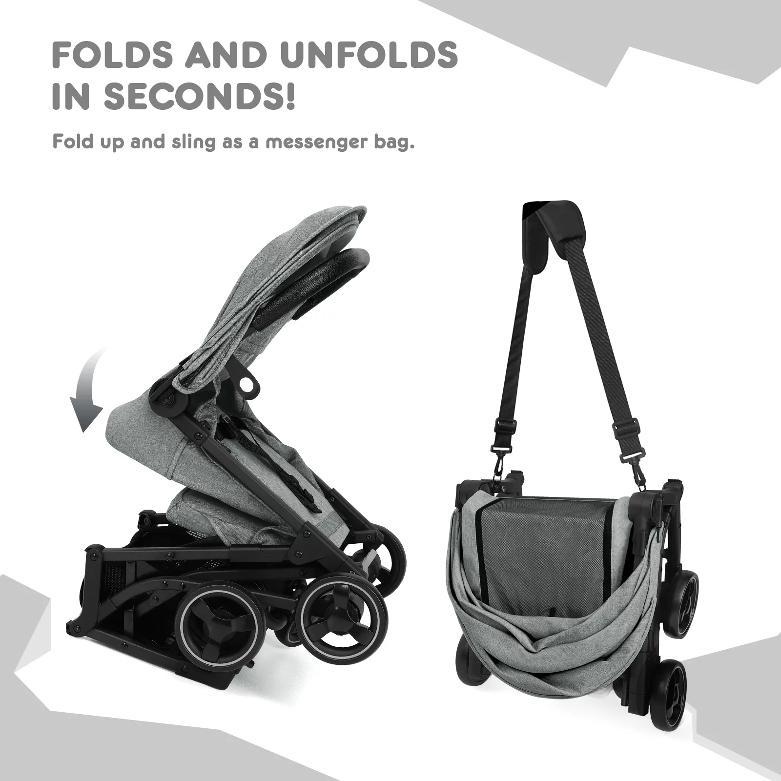 HARPPA Lightweight Travel Stroller, Compact Umbrella Stroller for Babies, Easy Folding, Black