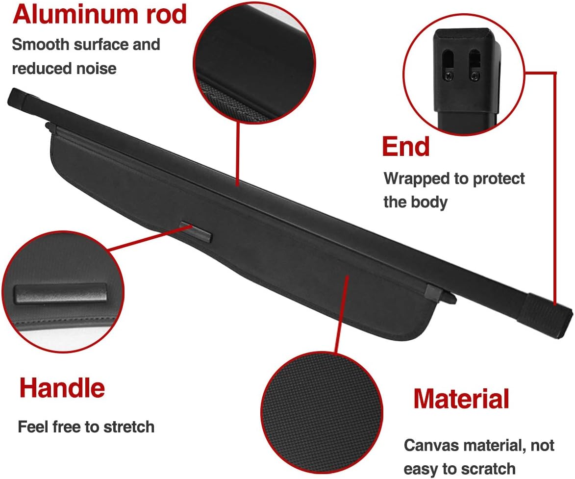 Autoxrun Cargo Cover Replacement for 2012-2016 Honda CRV Retractable Rear Trunk Security Cover Shielding Shade Black