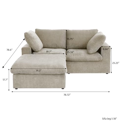 160.6" Cloud Couch Modular Sectional Sofa for Livingroom,Oversized Convertible Sofa with Storage Ottomans,6 Seat Wide Couches