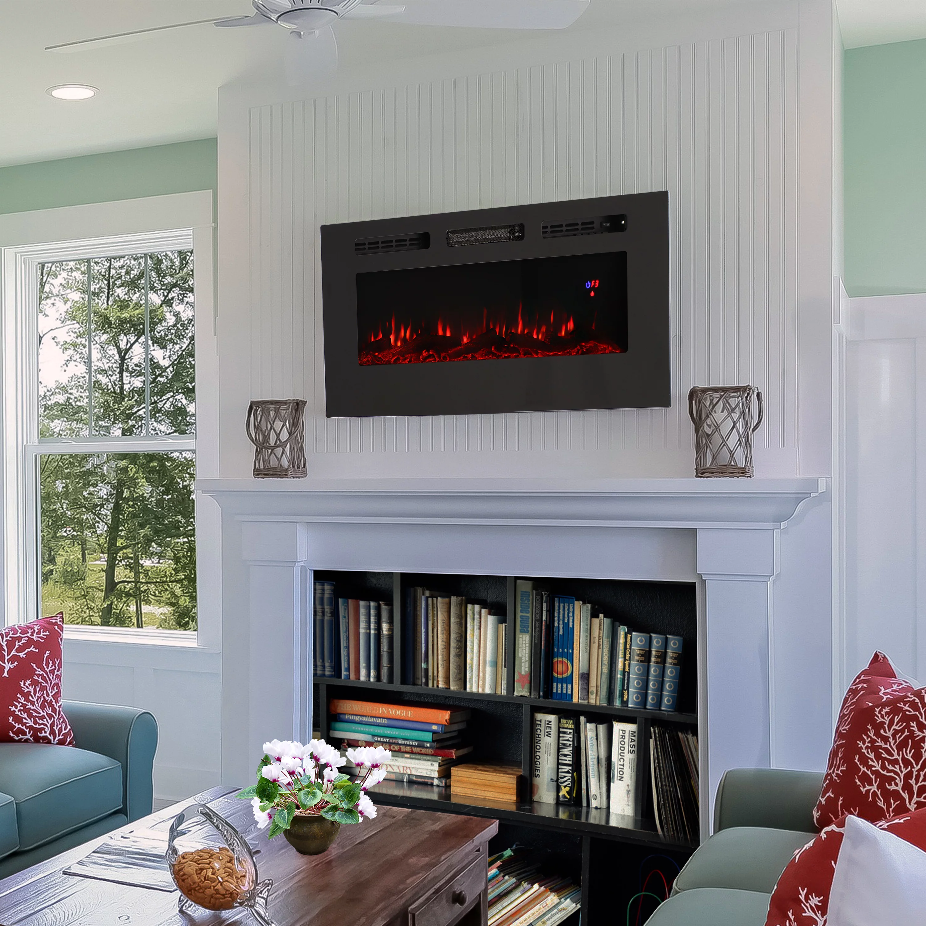 Sunnydaze Sophisticated Hearth Indoor Electric Fireplace - 50" - Black