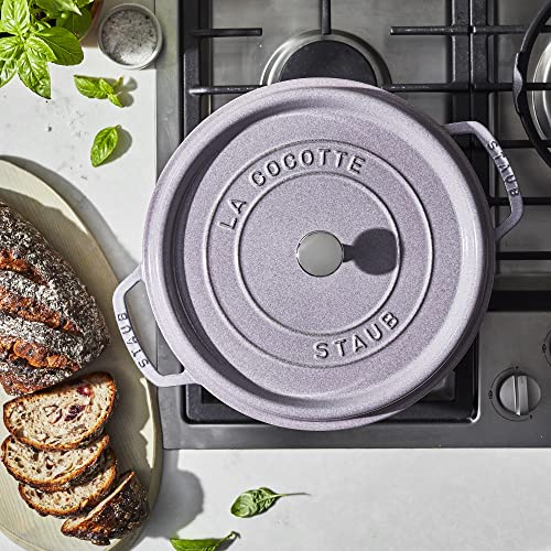 STAUB Cast Iron Dutch Oven 5.5-qt Round Cocotte, Made in France, Serves 5-6, Black Matte