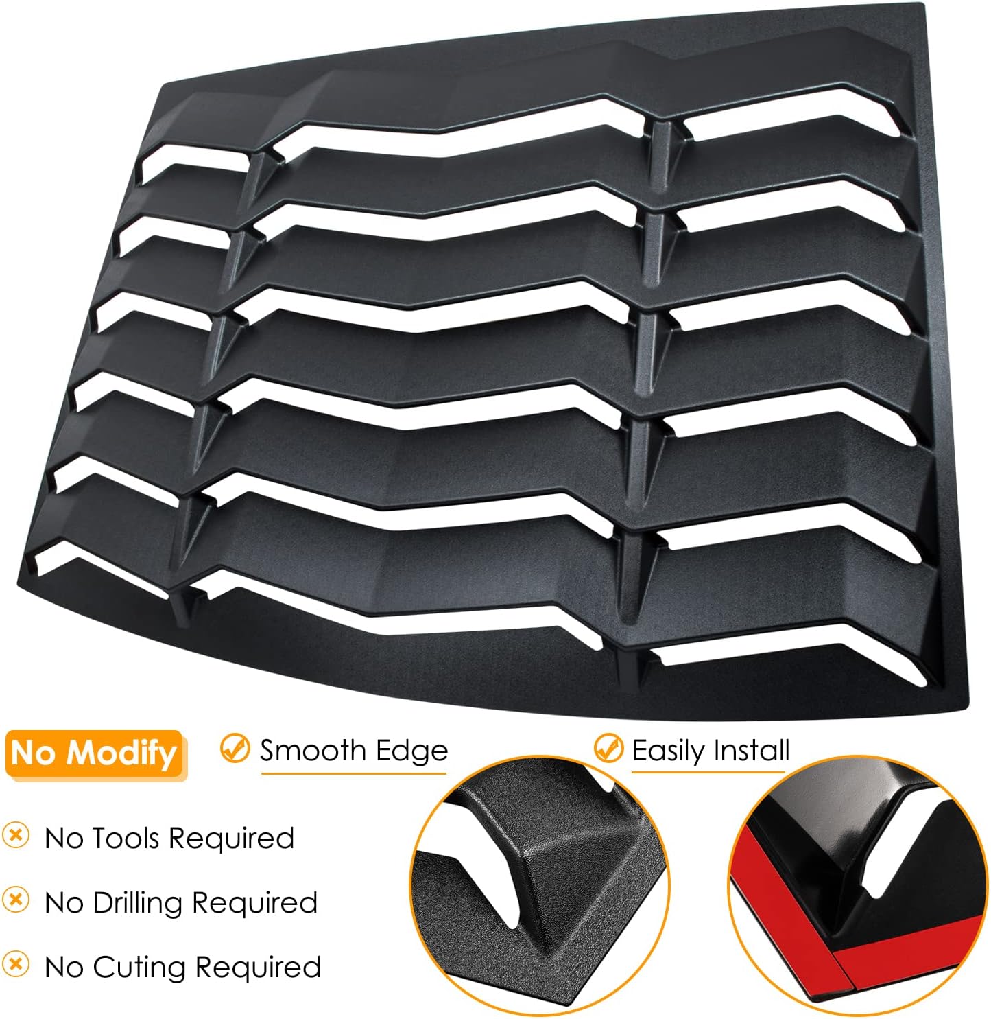 Rear Window Louver Fits for Ford Mustang 2005 2006 2007 2008 2009 2010 2011 2012 2013 2014 Windshield Sun Shade Rain Covers in GT Lambo Style Fit All