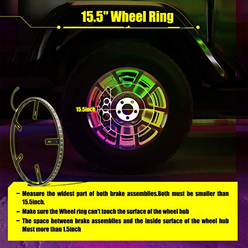 SUNPIE Wheel Lights for Truck - Universal 14.5’’ RGB Rim Light for Car/SUV