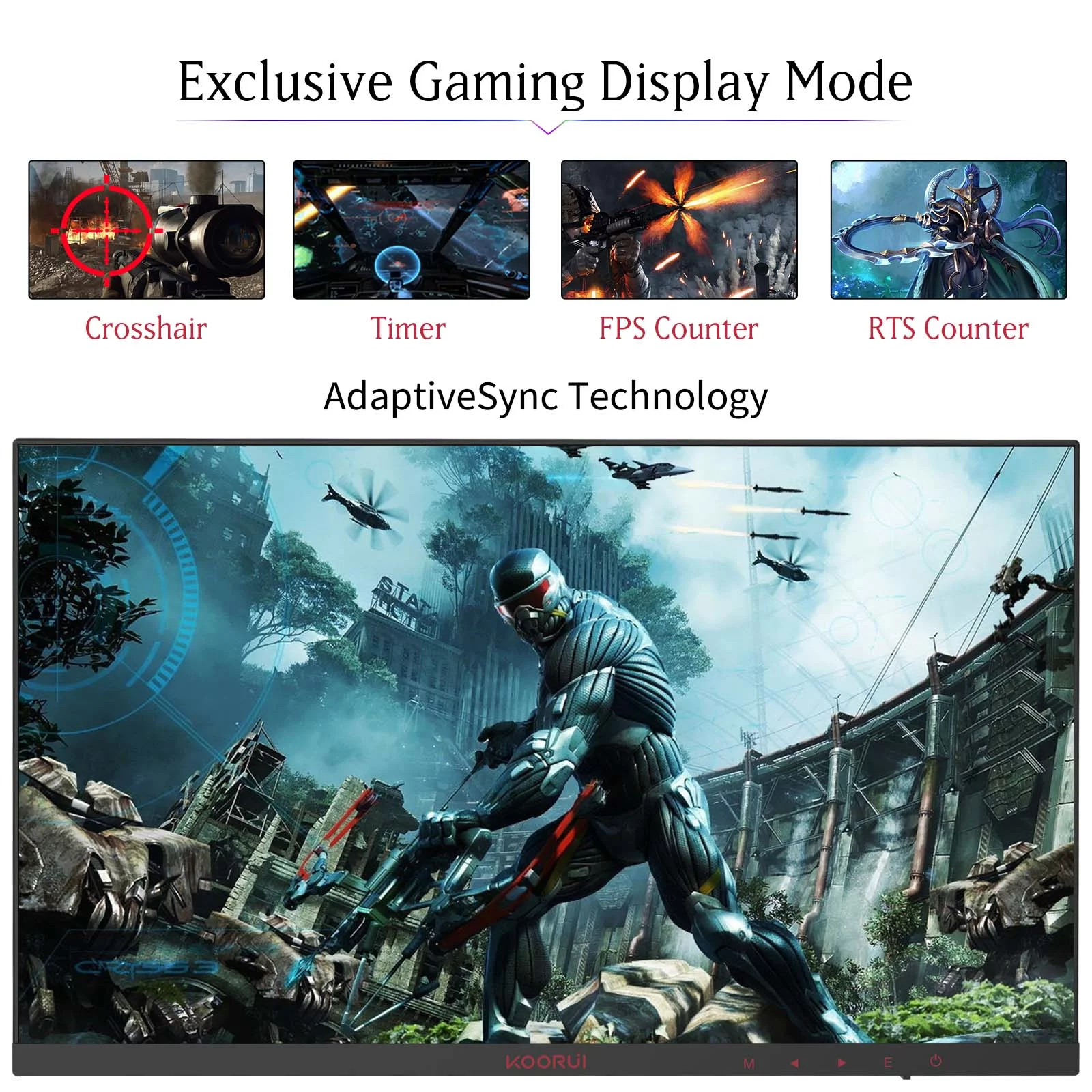 KOORUI 24 inch High-Performance 165Hz/144Hz 1ms(MPRT) 100% sRGB Gaming Monitor,Adpitive sync,3-Side Borderless,FHD 1080P VA Computer Monitor