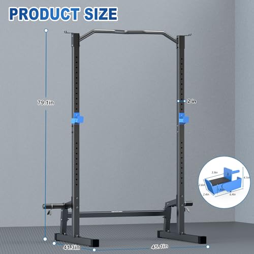 BEKING Power Rack Squat Rack Cage with Pull Up Bar,Adjustable Power Cage Exercise Squat Stand with Barbell Rack Weight Plate Storage