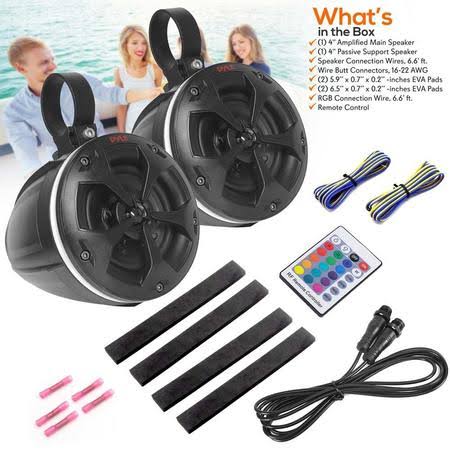 Pyle Plutv45btr Waterproof 2 Way 4 inch 800W Marine Grade Tower Speakers System at VM Express