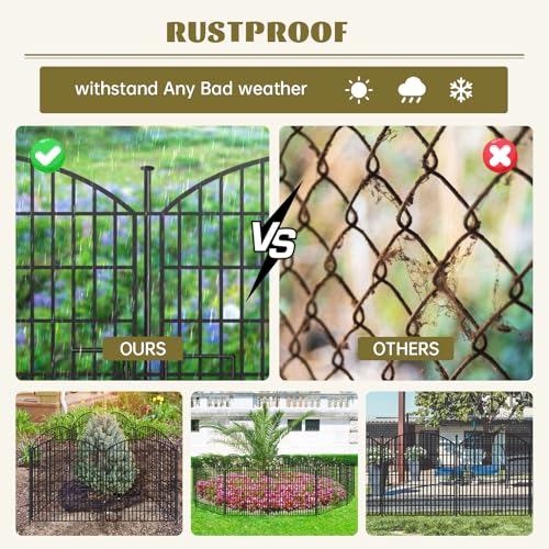16 Panels No Dig Garden Fence with Gate, 32in x 38.6ft Decorative Dog Fence Outdoor for Yard