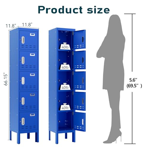 Metal Cabinet Home Office Storage,Lockers,Lockable Employees Metal Locker with Door,54" Height Steel Locker,Lockable Steel Locker for Gym,School,Home