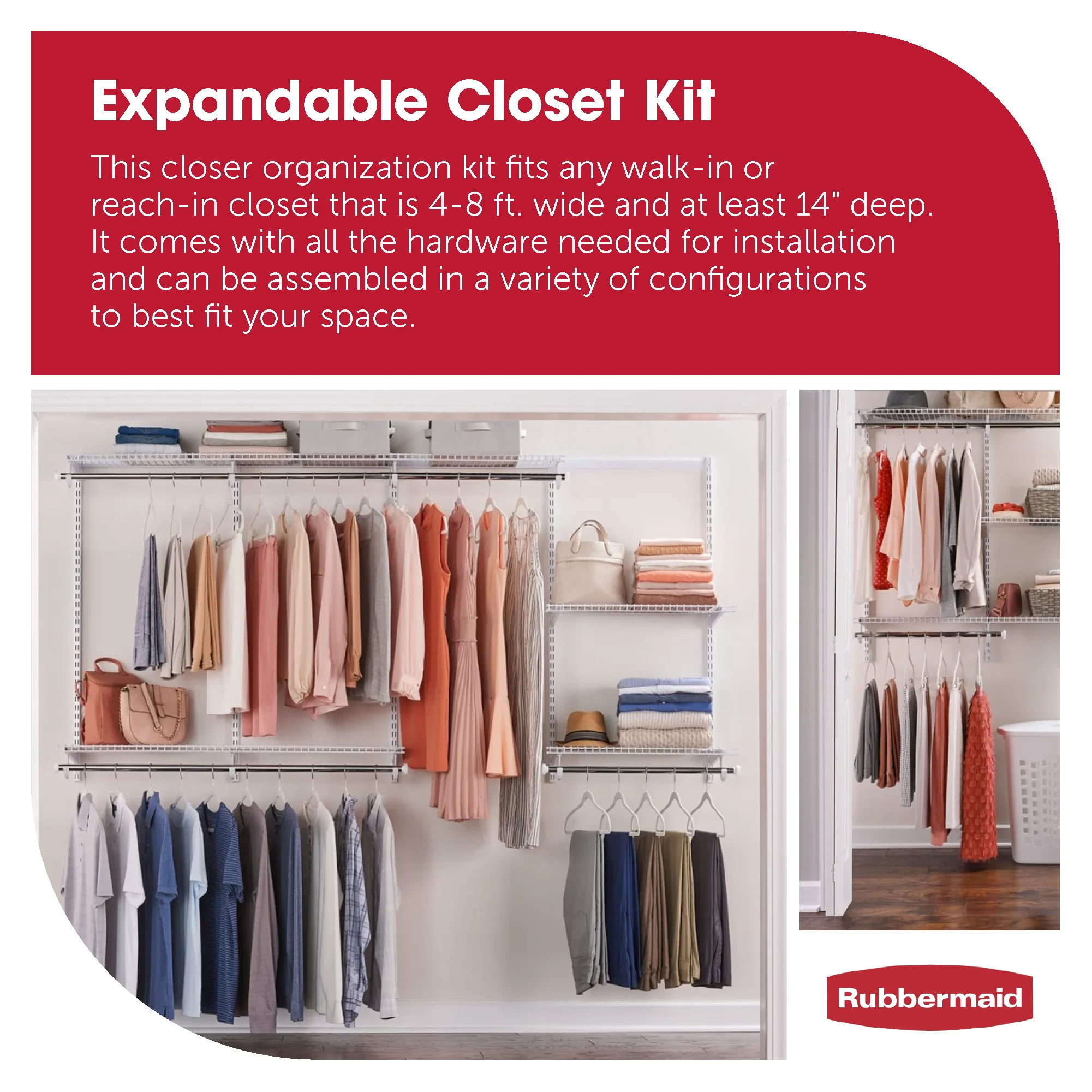 Rubbermaid Configurations White Closet Kit - FG3G5902WHT - Radiant Selections
