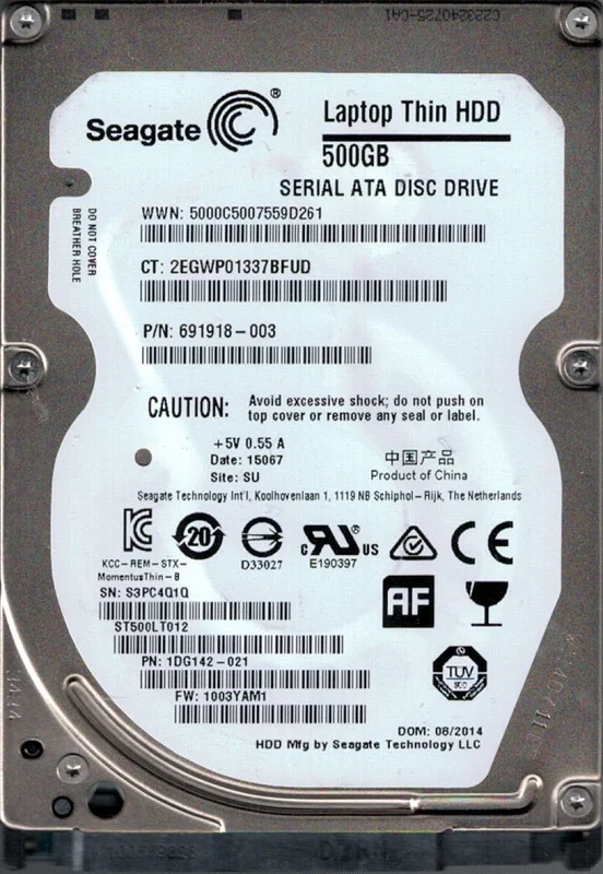 ST500LT012 P/N: 1DG142-021 F/W: 1003YAM1 SU S3P Seagate  500GB