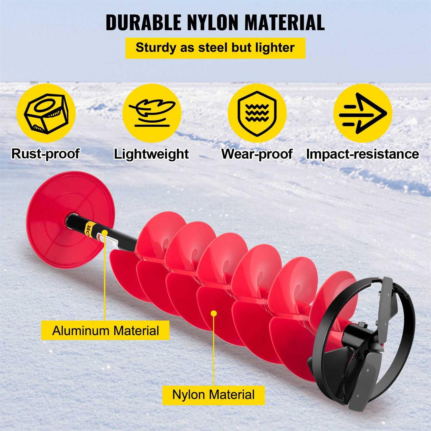 VEVOR 8x41-in Ice Drill Auger Nylon 8-in Ice Auger Bit Rubber BZHSNLYC41348EQK6V0 - Shop Hardware Tools Online Store