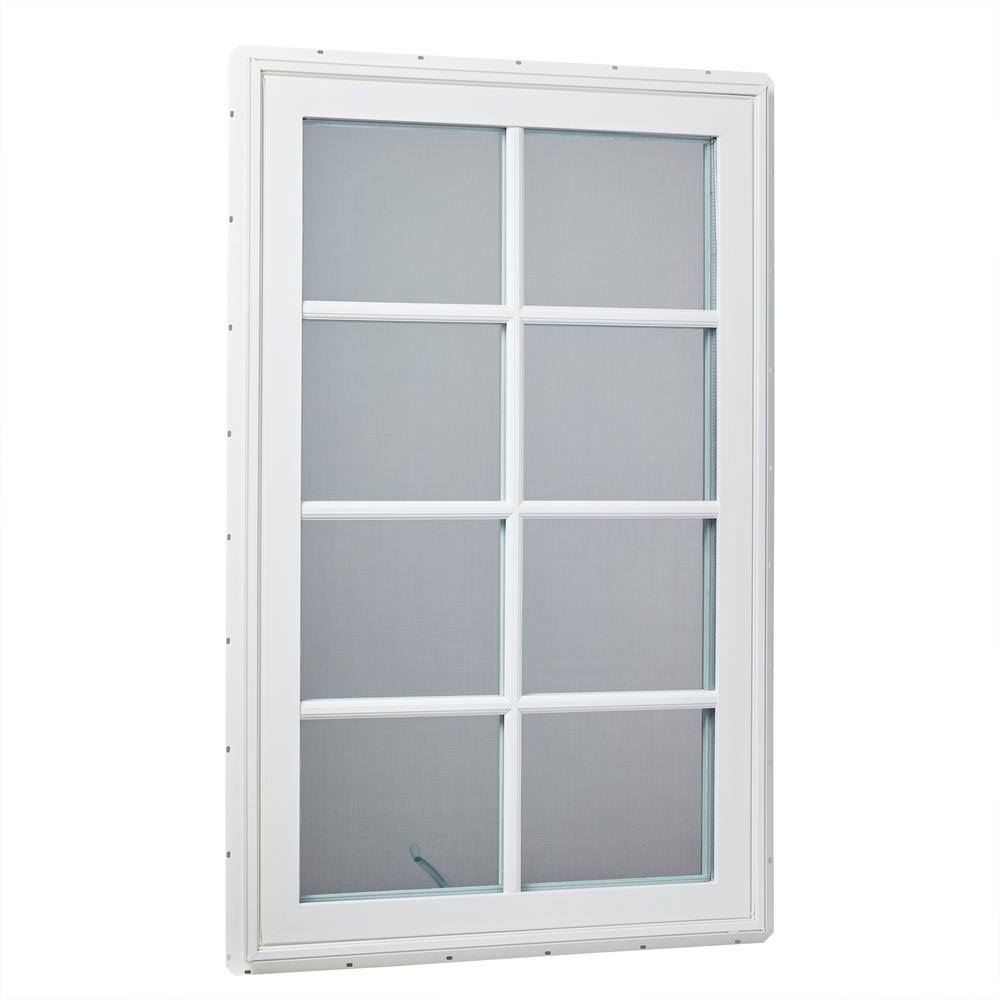 TAFCO Windows 30 in. x 60 in. Right-Hand Vinyl Casement Window with SDL Outside Grids and Screen - White