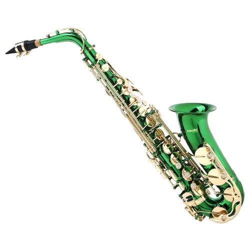 Mendini by Cecilio MAS-GL+92D+PB Green Lacquer E Flat Alto Saxophone with Tuner, Case, Mouthpiece, 10 Reeds and More