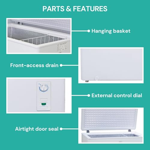 Koolatron Deep Freezer - Chest Freezer, 1 Wire Basket, Garage Ready, Meat Storage, Front Drain, Congelador For Home, Apartment, Basement, Dorm