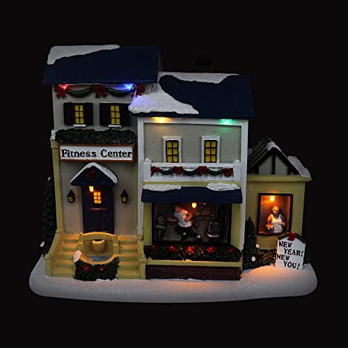 Christmas Village Sledding Down Hill - Lighted Musical Snow Village with 8 Animated Kids Going Down The Mountain