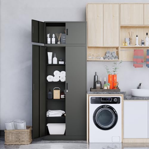Metal Storage Cabinet with 2 Doors and 5 Adjustable Shelves