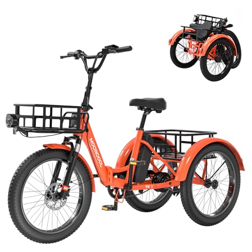 MOONCOOL Electric Tricycle for Adults, 500W 48V Folding Electric Trike Peak Power 750W, 3 Wheels Electric Bicycle