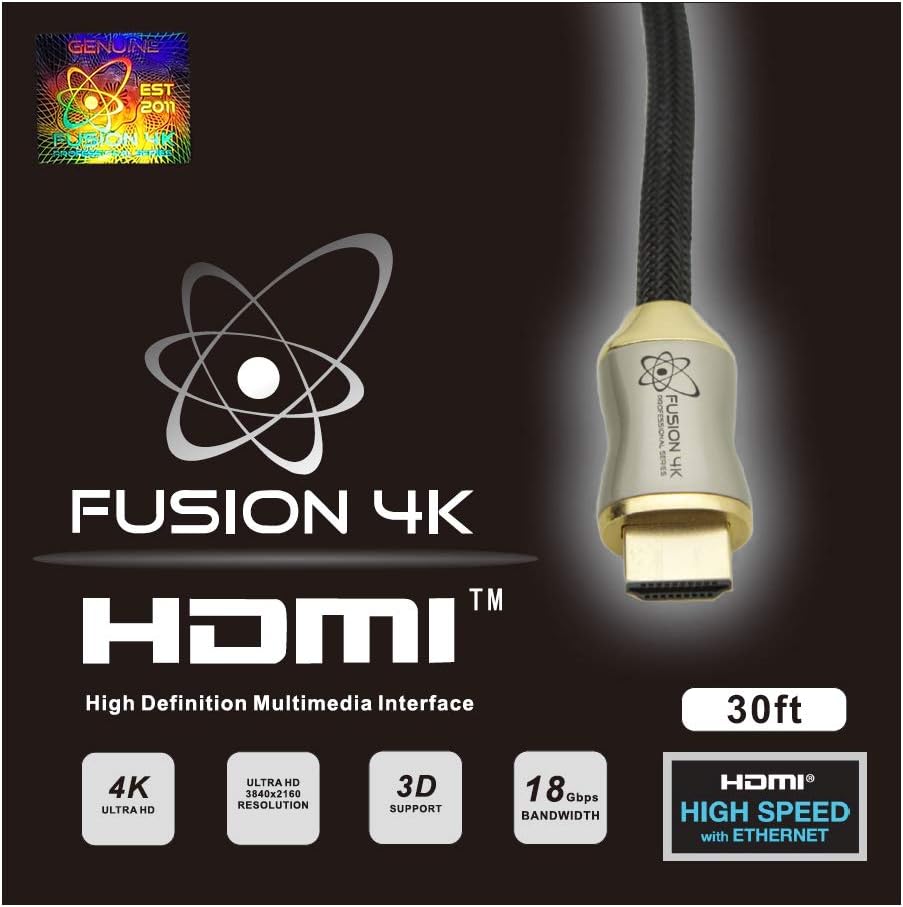 Fusion4K High Speed 4K HDMI Cable (4K @ 60Hz) - Professional Series (20 Feet)