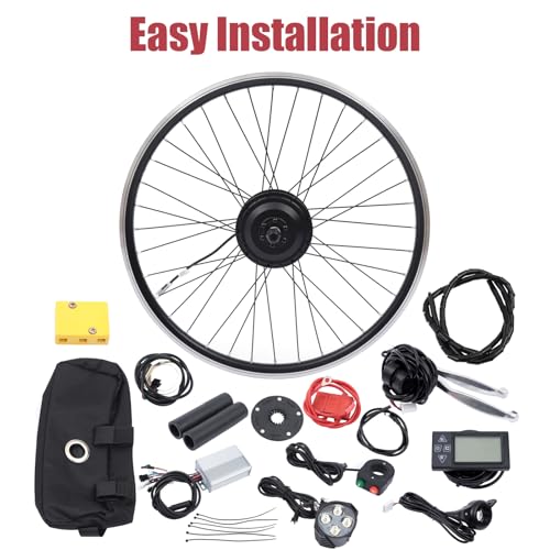 36V 350W Electric Bike Conversion Kit 26" Front Wheel E-Bike Motor Hub Motor Set 5 Speed Adjustable 35 Km/H Electric Bicycle Kit with LCD Display