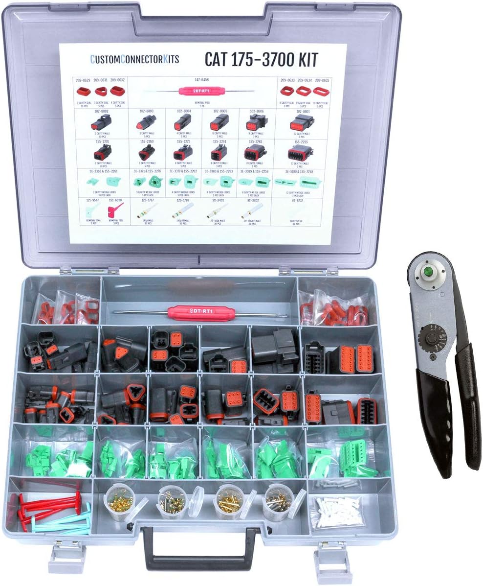 CAT-175-3700 Field Service Kit with 1U5804 CAT Crimp Tool for 22-12 AWG: Environmentally Sealed Connectors for Caterpillar and Tractor Electrical