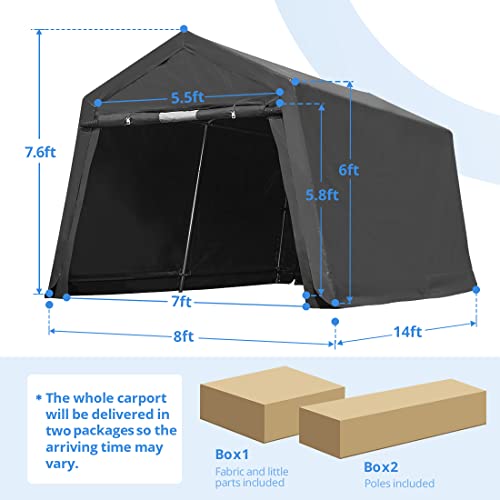 ADVANCE OUTDOOR 10x10 ft Heavy Duty Outdoor Patio Portable Canopy Storage Shelter Shed Carport with 2 Roll up Zipper Doors & Vents for Snowmobile