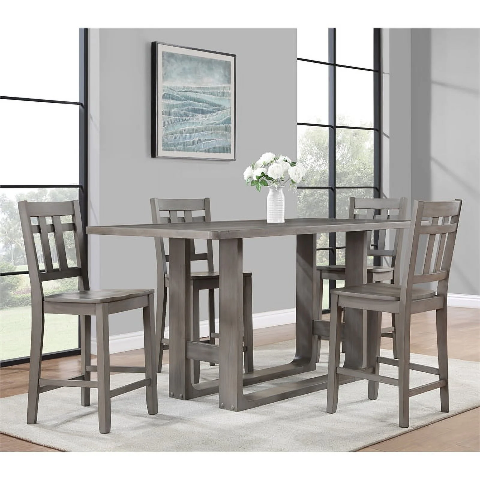 Toscana Gray Wood 5-Piece Counter Height Dining Set