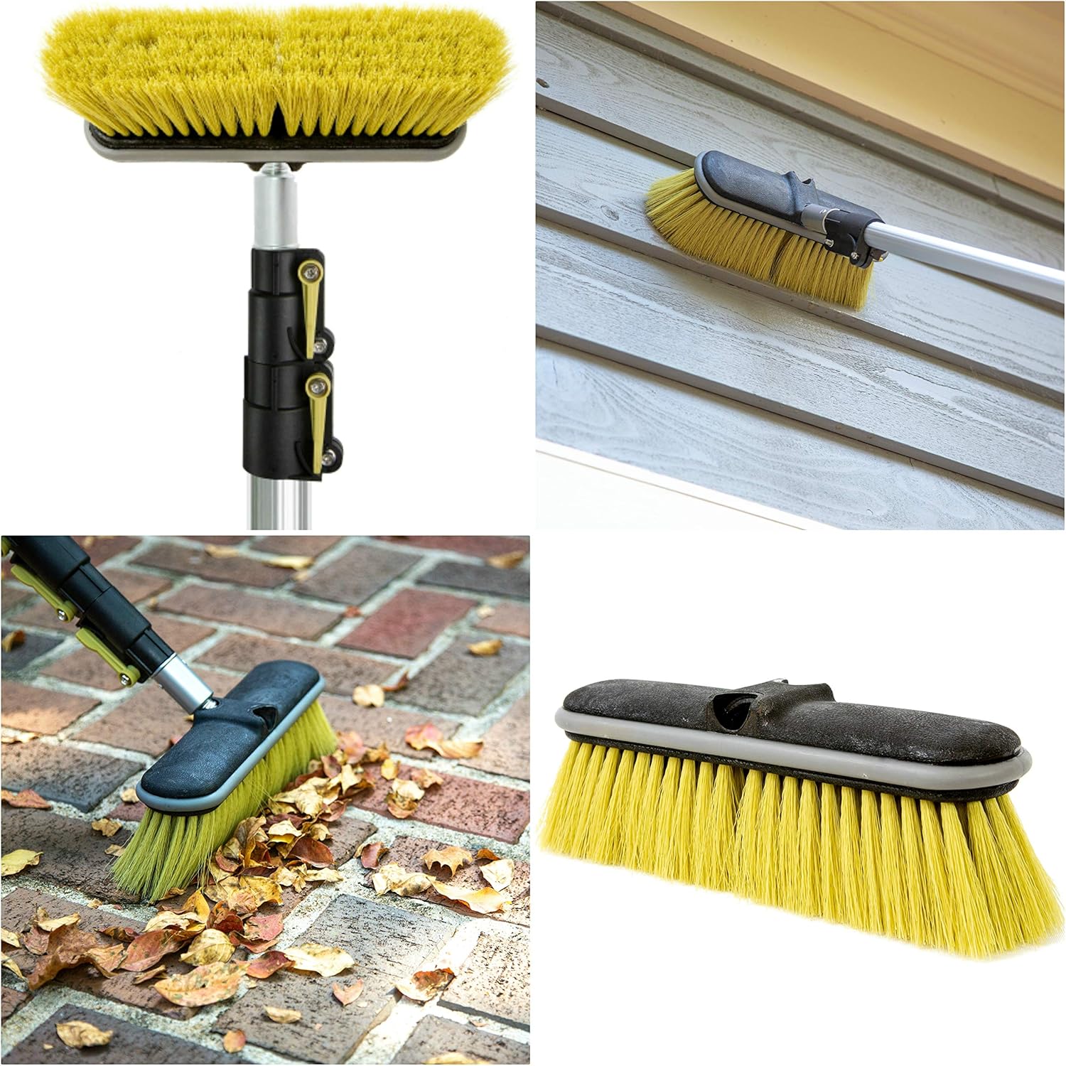 DocaPole 24 Foot High Reach Brush Kit with 6-24 Foot Extension Pole // Brush Kit Includes 3 Brushes // Soft Bristle Car Wash Brush // Medium Bristle