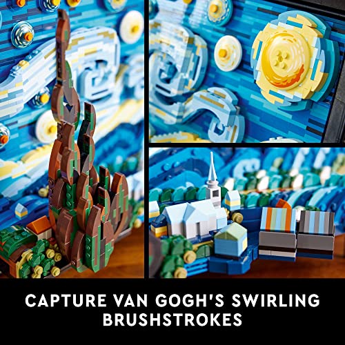 LEGO Ideas Vincent Van Gogh The Starry Night - 3D Puzzle Building Set for Adults, Ages 18+ - Beautifully Detailed Home Wall Art Decor