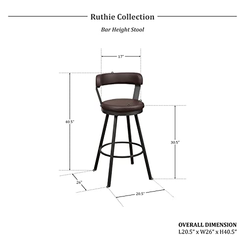 Lexicon Ruthie Swivel Counter Stool, Set of 2, 25.5" Seat Height, Black