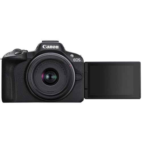 Canon EOS R50 Mirrorless Camera RF-S 18-45mm f/4.5-6.3 is STM and RF-S 55-210mm f/5-7.1 is STM Lens Kit Shoulder Bag, Black