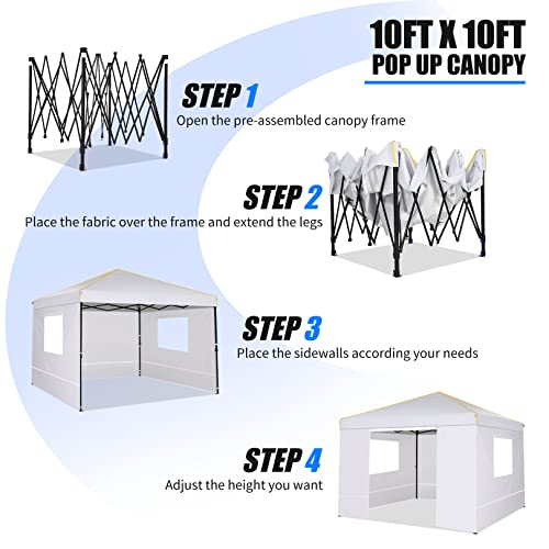 10x10 Pop Up Canopy Tent with 4 Sidewalls and Mesh Windows 2.0