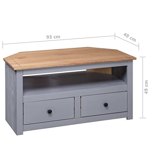Corner TV Stand Gray 36.6"x19.3"x19.3" Solid Pine Panama Range,Multipurpose Corner TV Stand with Drawers and Open Storage for Living Room