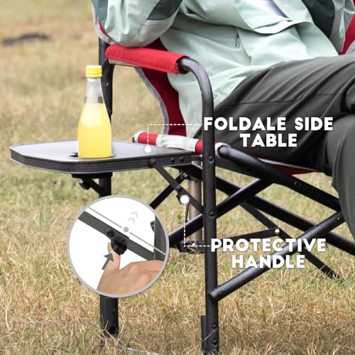 TIMBER RIDGE Folding Rocking Camping Chair, 400lbs Capacity Portable Oversized Outdoor Rocker with Hard Armrests, Cup Holder & Side Pocket