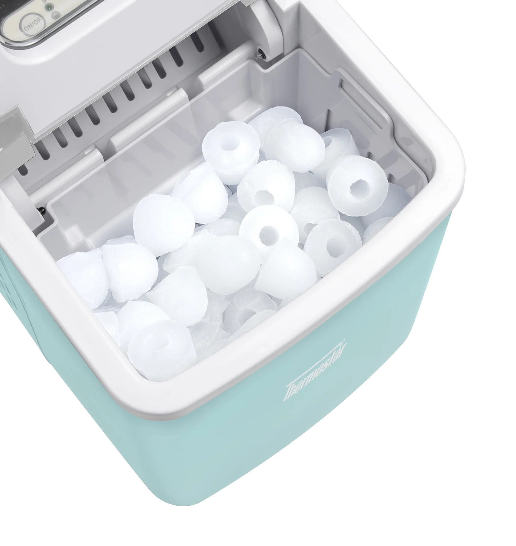 Thermostar TSICEBNHSC26AQ 26-Pound Automatic Self-Cleaning Portable Countertop Ice Maker Machine, Aqua