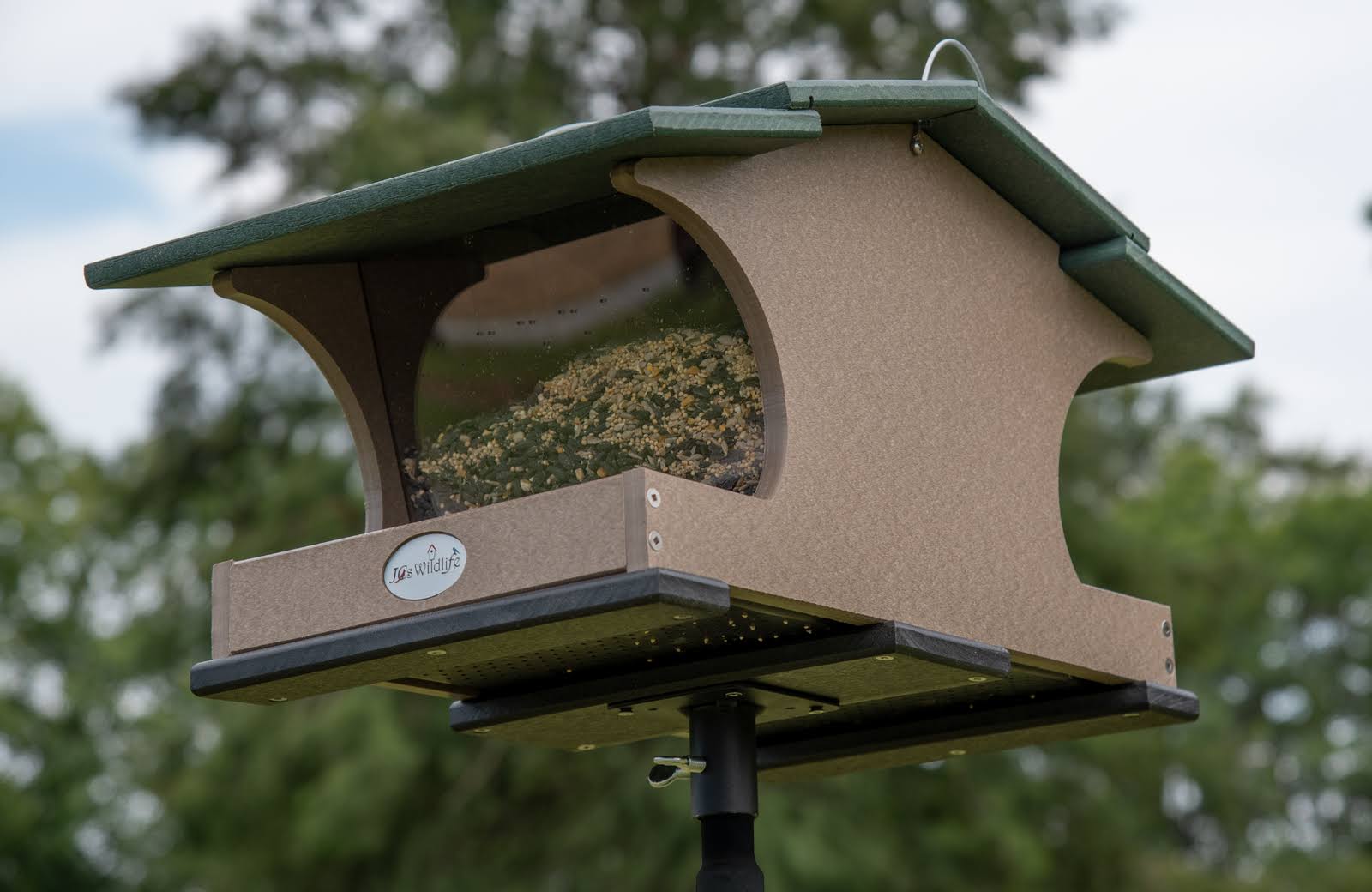 JCS Wildlife Large Poly Hopper Bird Feeder (Green/Tan)