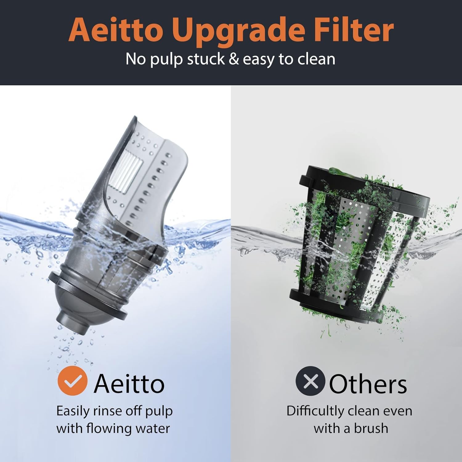 Aeitto Cold Press Juicer, Juicer Machines with 3 Inch Wide Chute, 2-Speed Modes & Reverse Function