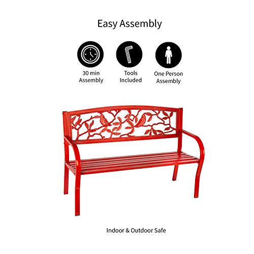 Evergreen Garden Sunflower Garden Bench Outdoors & Indoors | Cast Iron Metal Patio Bench | Outdoor Seating Furniture | Seats for Park, Porch, Deck